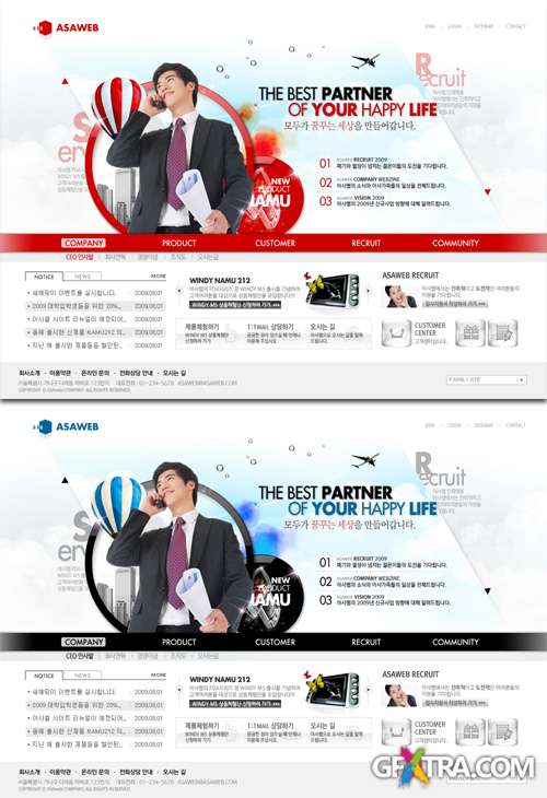 Korean Business PSD Web Templates 6 (Red and Blue Style)