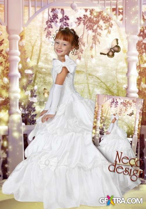 Children's template for girls - A little princess in the fairy garden