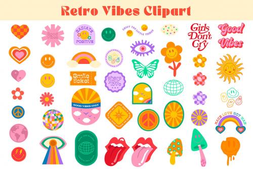 Deeezy - Retro Vibes 70's Clipart 