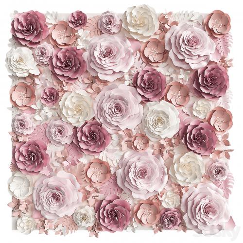 A wall of paper flowers. Photo background