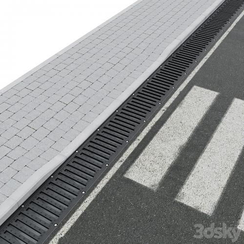 Curb, sidewalk, road tray