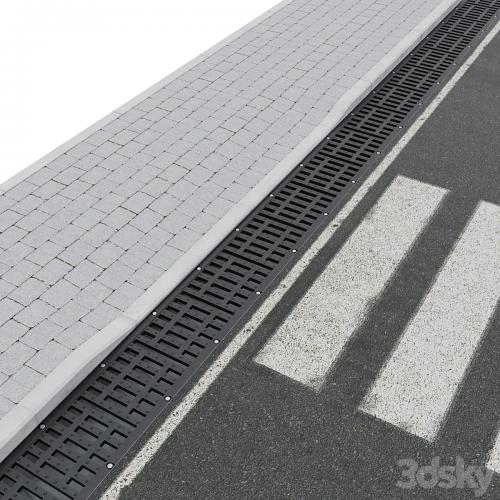 Curb, sidewalk, road tray